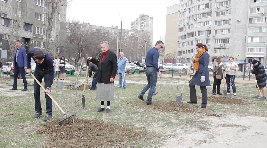 На пустыре по улице Пархоменко волгоградцы высадили зеленые насаждения